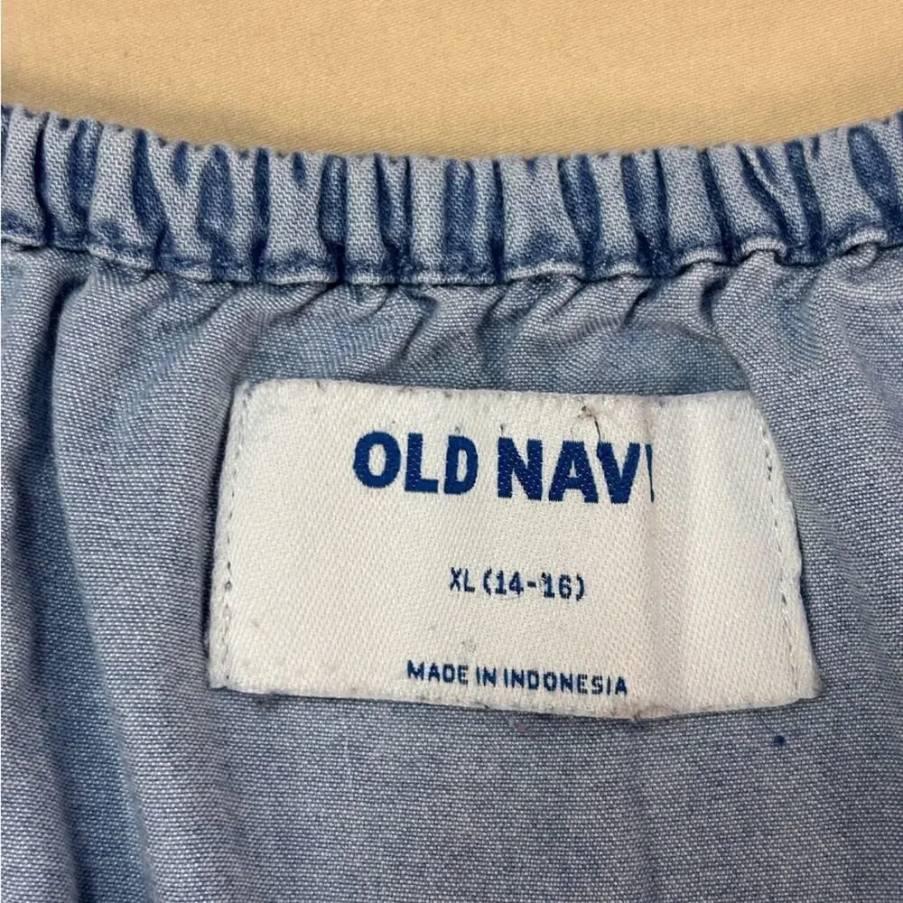 Old Navy Denim Chambray Blue Smocked Kids Dress Size XL